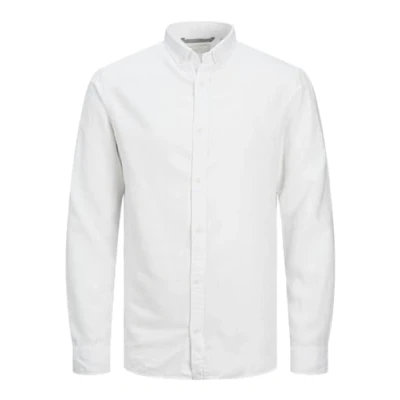 Abbildung von JACK&amp;JONES Herren JPRCCMAZE LINEN SHIRT L/S BUTTON DOWN Langarmhemd, Bright White/Fit:Comfort FIT, M
