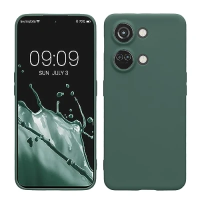 Abbildung von kwmobile Handyhülle kompatibel mit OnePlus Nord 3 5G Hülle Handy Case aus weichem Silikon in Tannengrün
