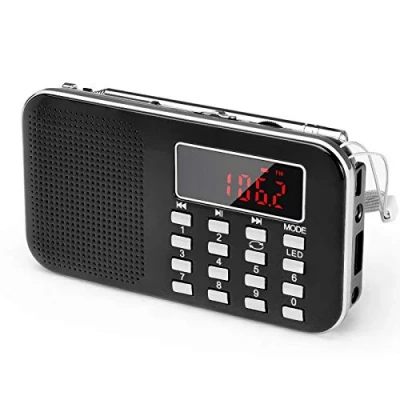 Abbildung von PRUNUS L 218AM Portables Mini Radio AM(MW)/UKW FM/TF Card/USB/MP3, 1200mAh Akku. Geschäfte und Sendestationen [NUR automatisch].