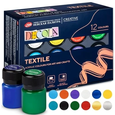 Abbildung von Decola Textilfarbe Waschmaschinenfest Set 12 x 20 ml Stoffmalfarben Waschfest hergestellt von Nevskaya Palitra