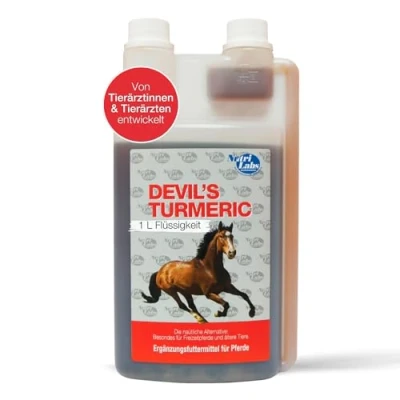 Abbildung von NutriLabs Devil&#039;s Turmeric Bewegungssaft für Pferde 1 L mit Gelbwurz &amp; Teufelskrallen Extrakt Teufelskralle Pferd Nahrungsergänzungsmittel Bewegung