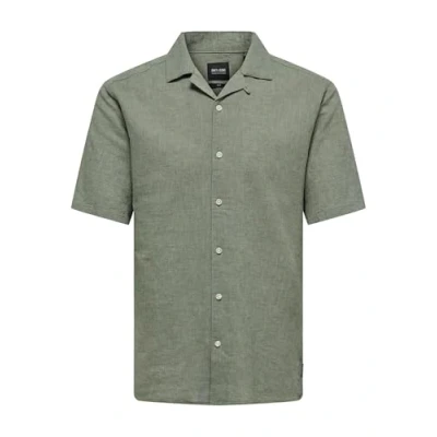 Abbildung von ONLY &amp; SONS Herren ONSCAIDEN SS SOLID Resort Linen NOOS Kurzarmhemd, Swamp, M