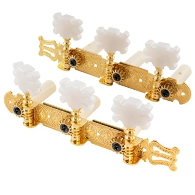 Abbildung von Musiclily Pro 3L3R Lyra Style Klassische Gitarre Mechaniken Stimmwirbel Tuning Pegs Machine Heads Set für Klassikgitarre, Gold
