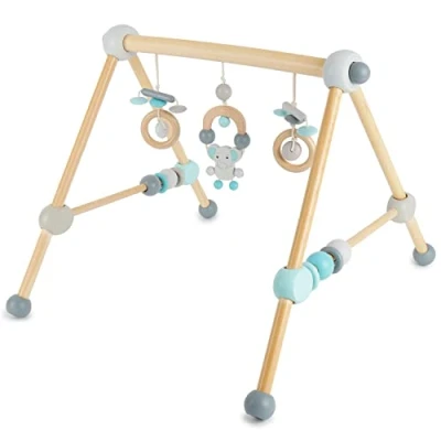 Abbildung von Bieco Baby Gym Spieltrapez Spielbogen Holz mit Figuren &amp; Kugeln Spielebogen Mobile Activity Center Holzspielzeug Spielzeug