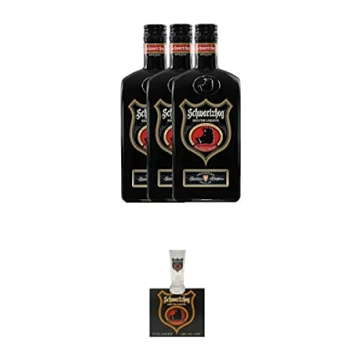 Abbildung von Hardenberg Schwartzhog Kräuterbitter 3 x 0,7 Liter + Shot Glas 4cl 6 Stück