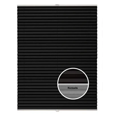 Abbildung von ondeco Plissee Thermo ohne Bohren mit Klemmträger,Sonnenschutz für Fenster innen, lichtschutz und Blickdicht, Faltrollo Sichtschutz Tür, Jalousie Rollo leicht verdunkelnd Schwarz 50x130 cm