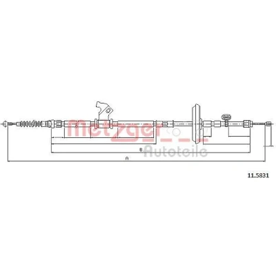 Abbildung von METZGER 11.5831 Handbremsseil 1812/1685 COFLE OPEL: Astra J Schrägheck, Sports Tourer