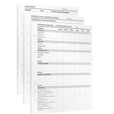 Abbildung von KOMPASS® Finanzplanung 25 DIN A5 Einlagen für Ringbuchplaner Budgetplaner &amp; Haushaltsbuch Geld Sparen dank Finanzplaner mit Jahres , Monatsplaner Ausgabenliste Budget planner Sparbuch binder