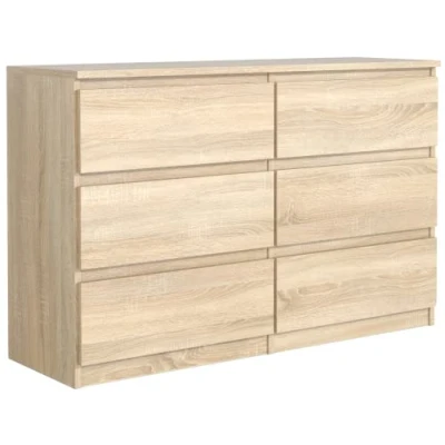 Abbildung von meble masztalerz Kommode Eiche Sonoma mit 6 Schubladen 120 cm, Sideboard Wohnzimmer, Schlafzimmer H: 78,5cm, B: T: 39 Schubladen, Schubladenschrank