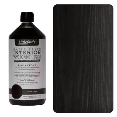 Abbildung von Littlefair&#039;s Holzlasur 1ltr Innen Holz Lasur Für Natürliche Holzmaserung Wasserbasierte Wood Stain Schnell Trocknend &amp; Umweltfreundlich Farbe: Schwarzes Ebenholz
