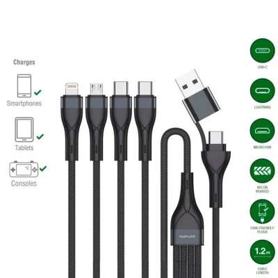 Abbildung von 4smarts USB C/A Multi Ladekabel 4in2 1,2m Lightningkabel