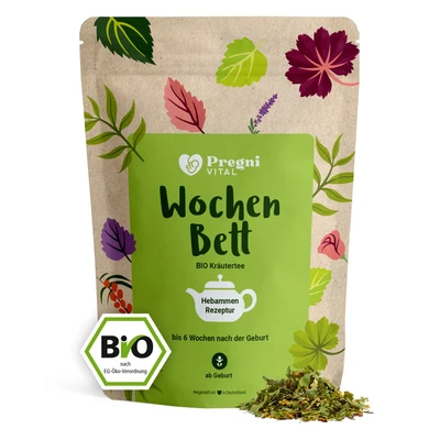 Abbildung von Wochenbett BIO Schwangerschaftstee mit Frauenmantel und Schafgarbe von PregniVital® 70 g