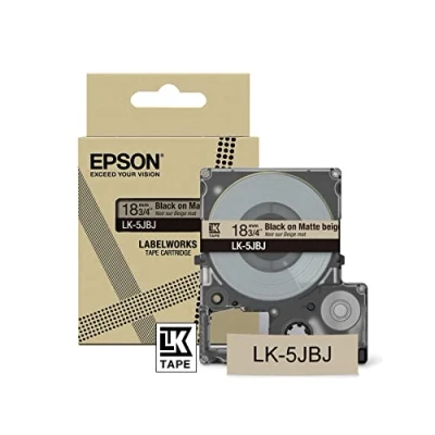Abbildung von 0 Epson LabelWorks LK 5JBJ Schwarz auf Mattbeige Rolle (1,8 cm x 8 m) 1 Kassette