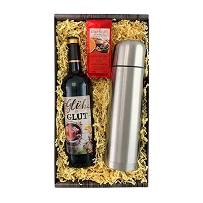 Abbildung von Bull &amp; Bear Geschenkset Glühwein, mit feinem Rotwein, Glühweingewürz, Thermoskanne, Geschenk zu Weihnachten