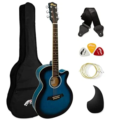 Abbildung von TIGER ACG1 BL Small Body Akustikgitarre, mit Stahlsaiten bespannte Akustikgitarre für Anfänger, Blau