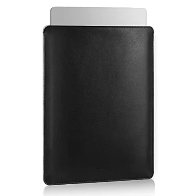 Abbildung von MoKo Laptop Hülle Kompatibel mit Galaxy Tab S8+ 12.4&quot;/13/13,6&quot; MacBook Air M2/M1 2022 2018/MacBook Pro M1 13.3 2020, Schlanke Tasche aus PU Leder, Sleeve Case Tragetasche für 13.3&quot; Laptop, Schwarz