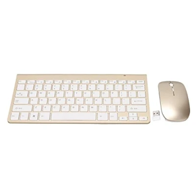 Abbildung von ciciglow Kabellose Tastatur und Mauskombination, 2,4 G Slim Silent USB Keyboard Mouse 78 Tasten Kompakte Computertastatur für Desktop, Computer, Mobilgeräte, Tablet(Luxus golden)