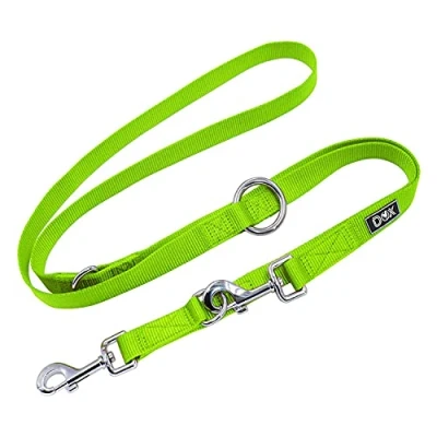 Abbildung von DDOXX Hundeleine Nylon 2m Große Hunde, 3 Fach Verstellbar Doppel Welpenleine, 360 Drehbares Drehgelenk, Robust und Langlebig Große, Grün