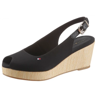 Abbildung von Tommy Hilfiger Iconic ELBA Sling BACK Wedge Keilsandalette, Damen, Größe: 36, Schwarz (15) Schuhe