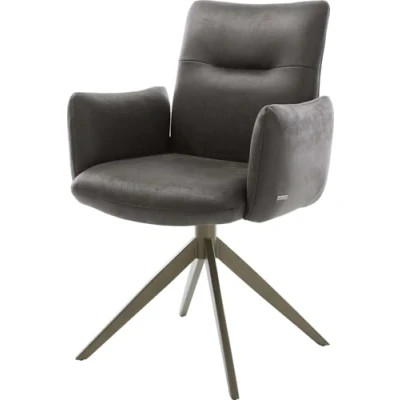 Abbildung von Drehstuhl Jova Flex mit Armlehnen Mikrofaser Anthrazit Vintage Kreuzgestell breit Effektfinish Titan 360 drehbar Wippfunktion Taschenfederkern