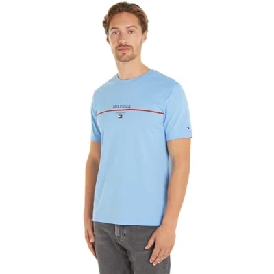 Abbildung von Tommy Hilfiger Stripe TEE Tshirt print, Herren, Größe: XS, Vessel blue