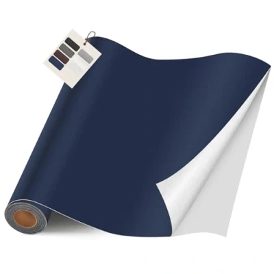 Abbildung von Leder kunstleder selbstklebend, 40 x 400cm Reparatur set, Kit für Möbel, Sofa, Autositze, Taschen, und Renovierung(Glatt Marineblau)