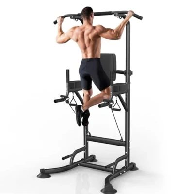 Abbildung von Dskeuzeew power Tower Dip station Klimmzugstange Freistehend Multifunktion für Krafttraining im Home Gym belastbar 150 kg