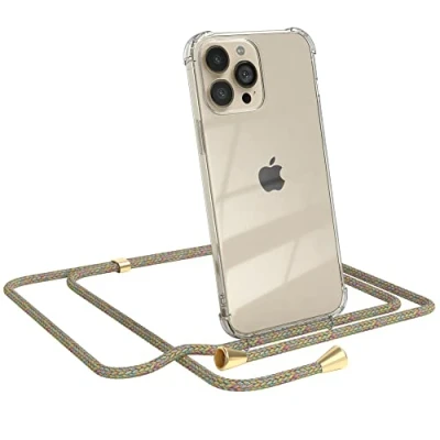Abbildung von EAZY CASE Handykette kompatibel mit iPhone 13 Pro Max Handyhülle Umhängeband, Handykordel Schutzhülle, Silikonhülle, Hülle Band, Stylische Kette für Smartphone, Rainbow