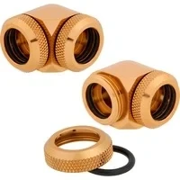 Abbildung von Corsair Hydro X Serie XF Hardline 90 Grad 14mm OD Fittings, Doppelpack (Massives Messing, Double O Ring Compression Design, Einfache Rohrverschraubung Mit 12mm Durchmesser) Gold