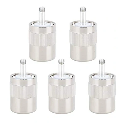 Abbildung von VBESTLIFE Messing Vernickelung UHF PL 259 Stecker Löt Koax Steckverbinder für 50 Ohm RG8/RG214/RG213 9913/LMR400 Koaxial (5 STÜCKE)
