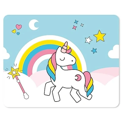 Abbildung von Einhorn Mauspad I 24 x 19 cm Mousepad in Standard Größe, rutschfest Regenbogen Motiv süß für Mädchen Kinder Teenager dv_144