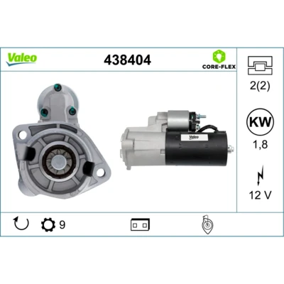 Abbildung von VALEO 438404 Anlasser 12 1,8 9 AUDI: A4 B6 Avant, B5 Limousine, VOLKSWAGEN: Passat GP Variant, Limousine