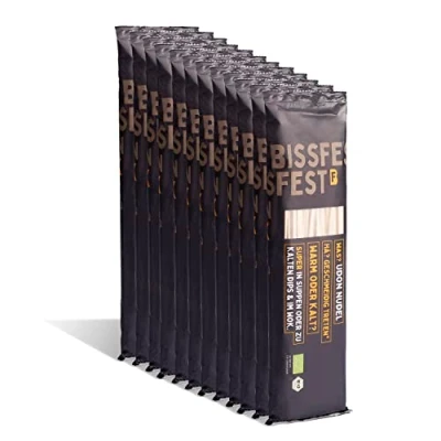 Abbildung von bissfest BIO Udon Nudeln 3 kg (12 x 250 g) Extra teigige asiatische für japanische Suppen oder Wok Gerichte Vegan