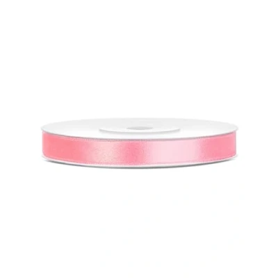 Abbildung von SATINBAND 25m x 6mm HOCHZEIT DEKOBAND Geschenkband Antennenband Schleifenband, Farbe:Hellrosa