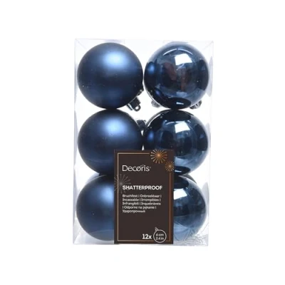 Abbildung von 12 Weihnachtskugeln Kunststoff Glanzmatte Durchmesser 6cm Nachtblau KSD