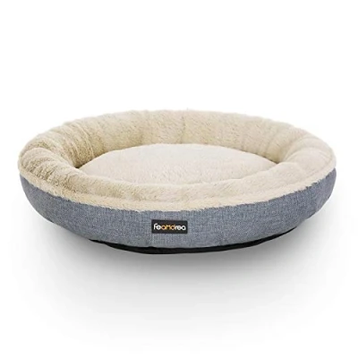 Abbildung von Feandrea Hundebett, Hundekorb, Katzenbett, Donut, rund, Ø 65 cm, grau PGW65G