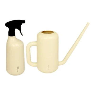 Abbildung von MePla Set Gießkanne Pilea 1,8L + Sprüher 1,0L Elfenbein, wetterfest aus UV beständigem Kunststoff