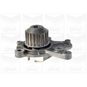 Abbildung von GRAF PA1063 Wasserpumpe 20 mit Dichtung mechanisch Stahlblech 59,28 für Zahnriementrieb HYUNDAI: i30 I Schrägheck, SANTA FE 2, Tucson