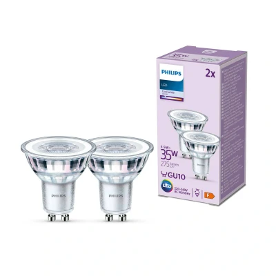 Abbildung von Philips Classic LED GU10 Lampe, 35W, klar, neutralweiß, nicht dimmbar, Doppelpack