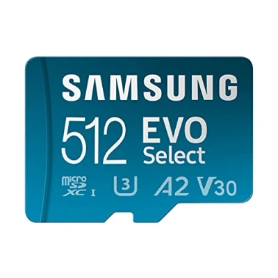 Abbildung von Samsung EVO Select (2024) microSD Karte + SD Adapter, 512 GB, Speicherkarte für Smartphone und Tablet, UHS I U3, 4K UHD, Full HD, 160 MB/s Lesen, MB ME512SA/EU