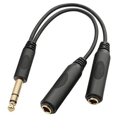 Abbildung von Tisino 6,3 mm Splitterkabel, TRS Stereo Stecker auf Dual Buchsen Y Kabel Splitter Verteiler 20 cm