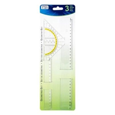 Abbildung von TSI Schreibwaren Geodreieck Zeichengarnitur 3 tlg.:Lineal 30 cm,17cm,Geodreick