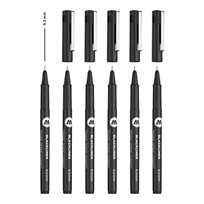 Abbildung von Molotow Blackliner 0,2 mm (Fineliner mit permanenter, dokumentenechter Tinte) 6 Stück schwarz