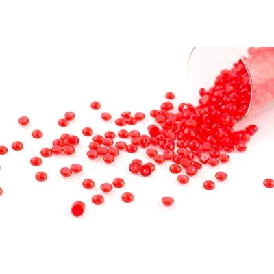 Abbildung von Creativery ca.100g Beutel Tautropfen ca. Ø 7 mm Raindrops Kristalltau Deko Streudeko Granulat Dekogranulat transparent (rot 250)