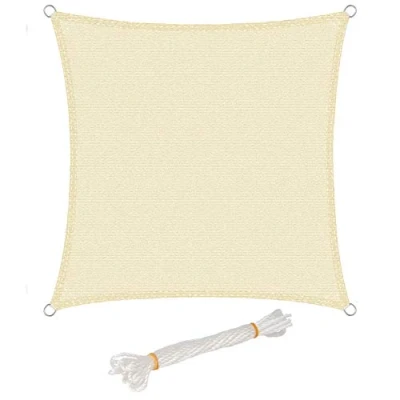 Abbildung von WOLTU Sonnensegel Wasserdicht 2x2m Quadratisch 95% UV Schutz Segeltuch 180 g/m² Polyester Sonnenschutz Schattenspender für Balkon Terrasse Garten, mit Befestigungsseilen,Creme