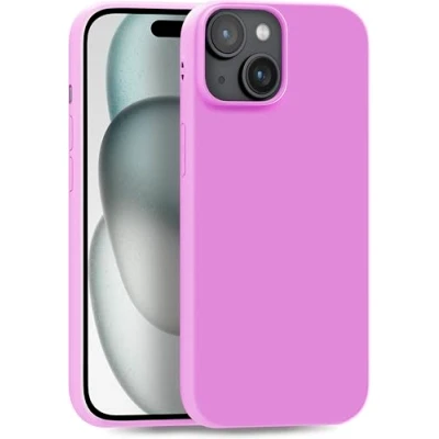 Abbildung von MyGadget Hülle kompatibel mit iPhone 15 Plus robuste Silikon Schutzhülle TPU Case Slim Silikonhülle Back Cover Ultra Kratzfest Handyhülle matt Lila Hell
