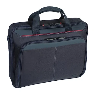 Abbildung von Targus CN31 Classic Clamshell Case Laptoptasche 15,6 Zoll, bequeme Umhängetasche mit gepolstertem Schultergurt, Notebooktasche Innenfächern Schwarz,