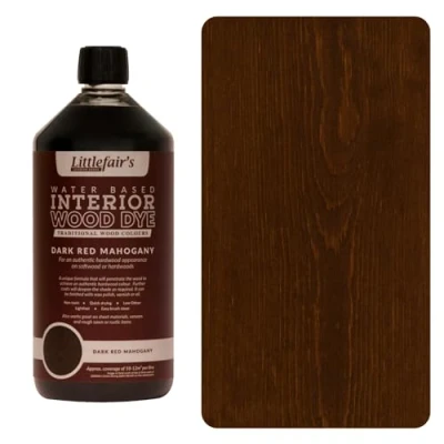 Abbildung von Littlefair&#039;s Holzlasur 1ltr Innen Holz Lasur Für Natürliche Holzmaserung Wasserbasierte Wood Stain Schnell Trocknend &amp; Umweltfreundlich Farbe: Dunkelrotes Mahagoni