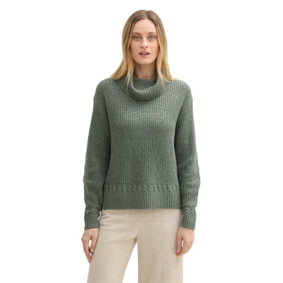 Abbildung von TOM Tailor Rollkragen Strickpullover, Damen, Größe: 3XL, Pale bark green melange