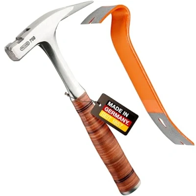 Abbildung von PICARD Latthammer Nr. 790 + Mini BlackGiant® Sticker 950 g Gesamtgewicht Geraute Bahn Magnetischer Nagelhalter Korrosionsgeschützt Ganzstahlstiel mit Ledergriff GS geprüft Länge 317 mm